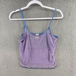 Y2K Peeping Tom Sheer Mesh Cami Top Purple Blue Trim Size S